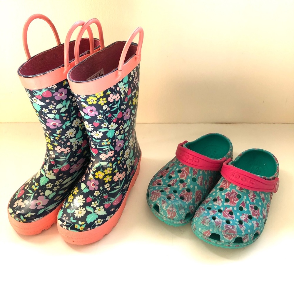 Girls RainBoots/Crocs Lot Size 10